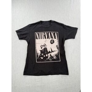 Nirvana Band Graphic T-Shirt Mens Black Grunge Rock Crewneck Tee